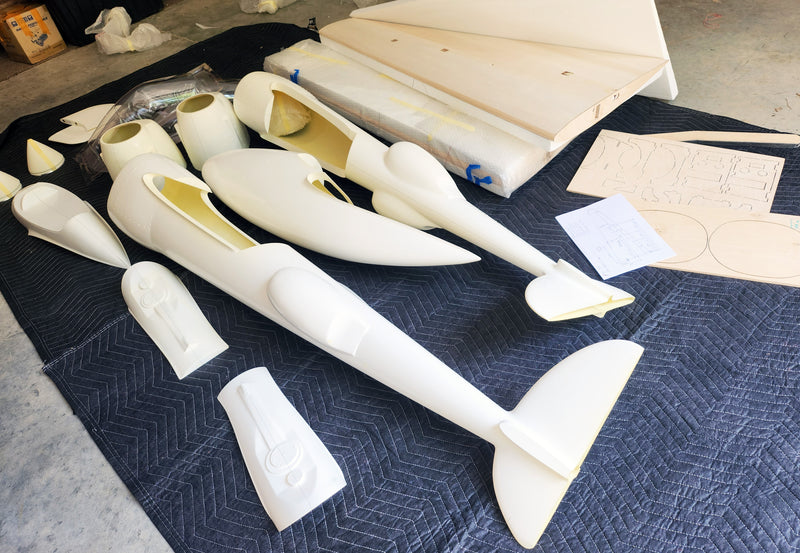BAHS P-38 1:5 kit with museum scale cockpit panel and parts
