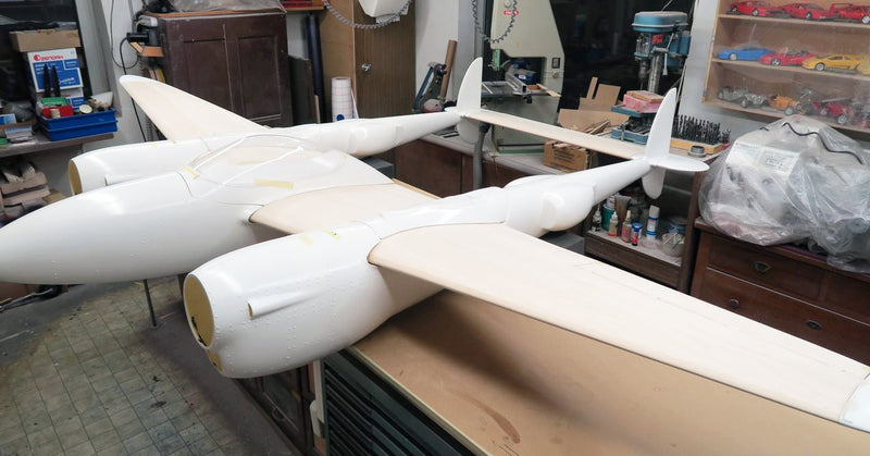 BAHS P-38 1:5 kit with museum scale cockpit panel and parts