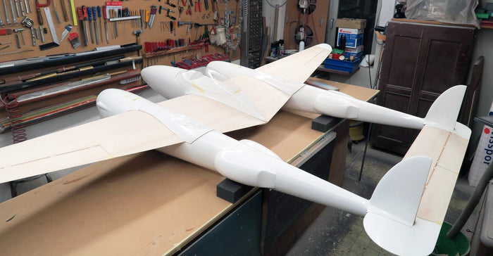 BAHS P-38 1:5 kit with museum scale cockpit panel and parts