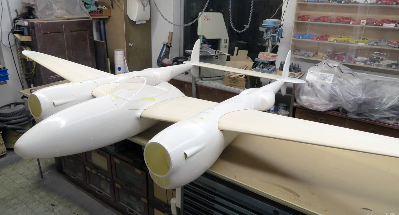 BAHS P-38 1:5 kit with museum scale cockpit panel and parts